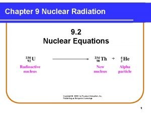 Chapter 9 Nuclear Radiation 9 2 Nuclear Equations