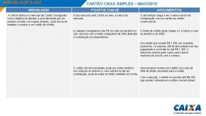 BRIEFING PORTAVOZ MENSAGEM A CAIXA entrou no mercado