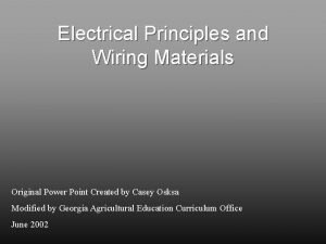 Unit 33 electrical principles and wiring materials