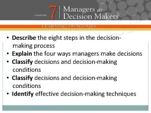 Eight steps in the decision-making process