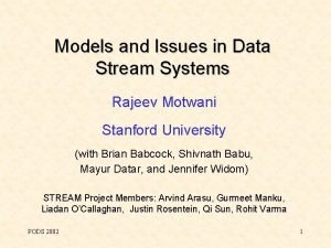 Models and issues in data stream systems