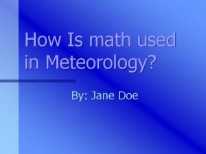 Math in meteorology
