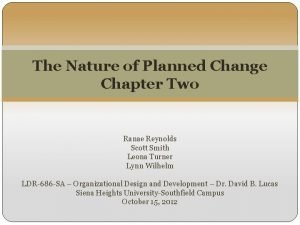 The Nature of Planned Change Chapter Two Ranae