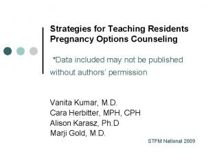 Strategies for Teaching Residents Pregnancy Options Counseling Data