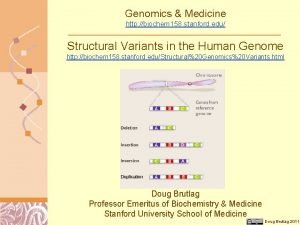 Genomics Medicine http biochem 158 stanford edu Structural