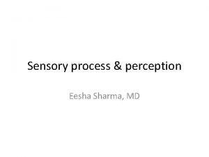 Sensory process perception Eesha Sharma MD Sense organs