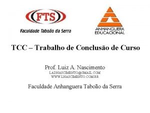 TCC Trabalho de Concluso de Curso Prof Luiz