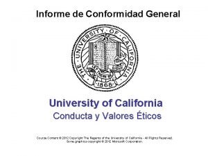 Informe de Conformidad General University of California Conducta