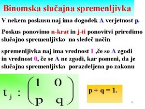 Binomska sluajna spremenljivka V nekem poskusu naj ima