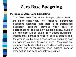 Zero-based budgeting คือ