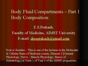 Body Fluid Compartments Part 1 Body Composition E