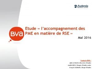 Etude laccompagnement des PME en matire de RSE