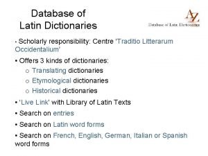 Database of latin dictionaries