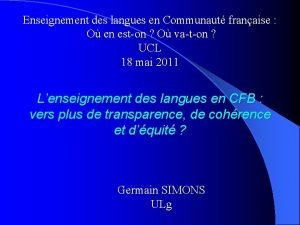 Enseignement des langues en Communaut franaise O en