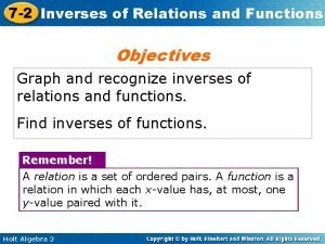 7 2 Inverses of Relations and Functions Objectives