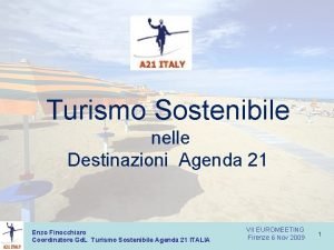 Turismo Sostenibile nelle Destinazioni Agenda 21 Enzo Finocchiaro