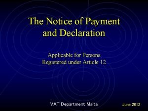 Payment declaration