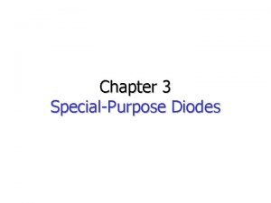 Chapter 3 SpecialPurpose Diodes Objectives Describe the characteristics