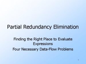 Partial Redundancy Elimination Finding the Right Place to