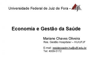 Universidade Federal de Juiz de Fora Economia e