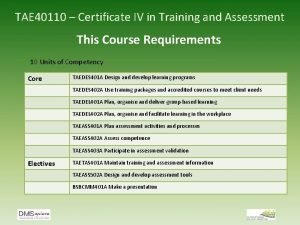 Tae40110 certificate iv in training and assessment