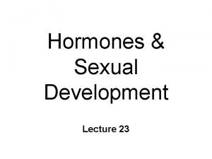 Hormones Sexual Development Lecture 23 Sexual Dimorphism Two