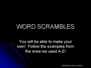 Word scramble hints