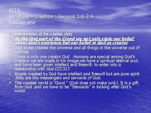 RCIA Scripture Creation Genesis 1 1 2 4