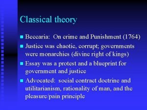 Beccaria classical theory
