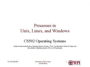 Processes in Unix Linux and Windows CS 502