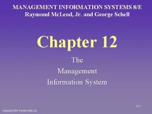 MANAGEMENT INFORMATION SYSTEMS 8E Raymond Mc Leod Jr