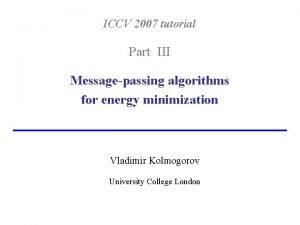 ICCV 2007 tutorial Part III Messagepassing algorithms for