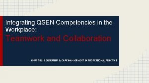 Qsen competencies teamwork and collaboration