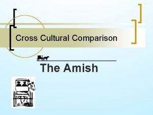 Cross Cultural Comparison The Amish What is a