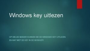 Windows key uitlezen OP WELKE MANIER KUNNEN WE