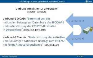 Vorstellung des BMBFgefrderten Vorhabens CMIP 6 Verbundprojekt mit