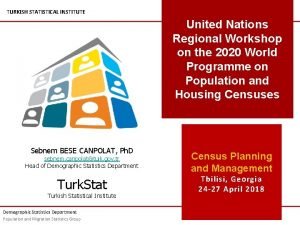 TURKISH STATISTICAL INSTITUTE United Nations Regional Workshop on