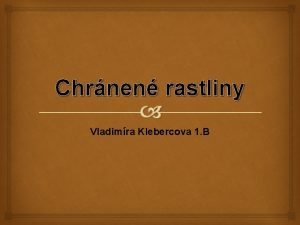 Chrnen rastliny Vladimra Klebercova 1 B Na Slovensku