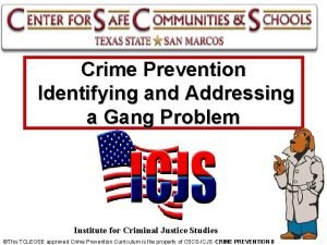 Crime Prevention Identifying and Addressing a Gang Problem