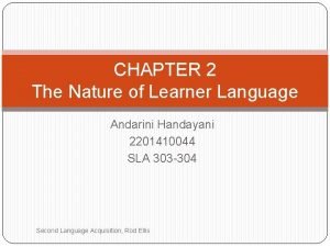 The nature of learner language