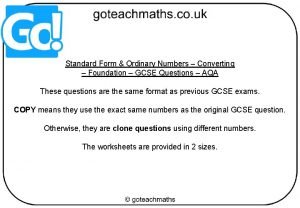 Standard form to ordinary numbers