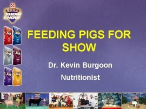 FEEDING PIGS FOR SHOW Dr Kevin Burgoon Nutritionist