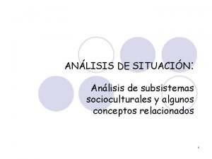 ANLISIS DE SITUACIN Anlisis de subsistemas socioculturales y