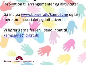 Inspiration til arrangementer og aktiviteter G ind p