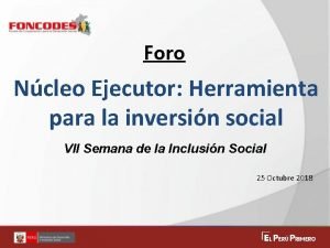 Foro Ncleo Ejecutor Herramienta para la inversin social