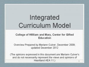 William and mary curriculum