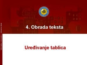 Informatika i raunalstvo strukovne kole 4 Obrada teksta