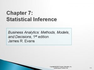 Chapter 7 Statistical Inference Business Analytics Methods Models
