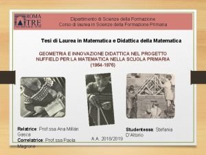 Dipartimento di Scienze della Formazione Corso di laurea