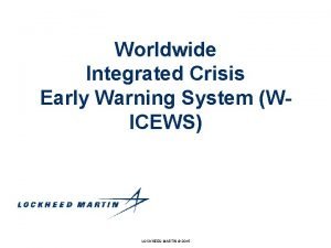 Integrated crisis early warning system